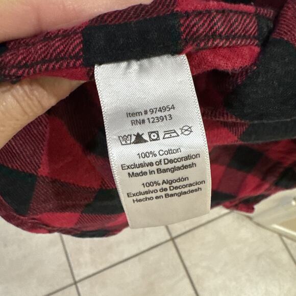 JACHS Men’s Brawny Flannel Shirt Black and Red Size Large/Tall - Picture 5 of 16